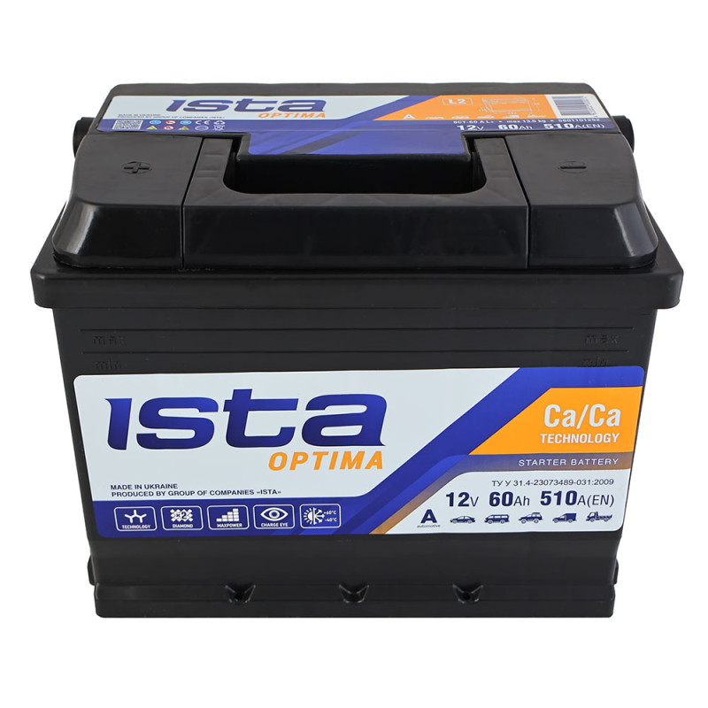 Автомобільний акумулятор ISTA Optima 60Ah 510A L+ (L2)