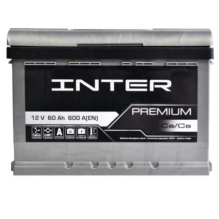 Автомобільний акумулятор INTER Premium 60Ah 600A L+ (LB2)