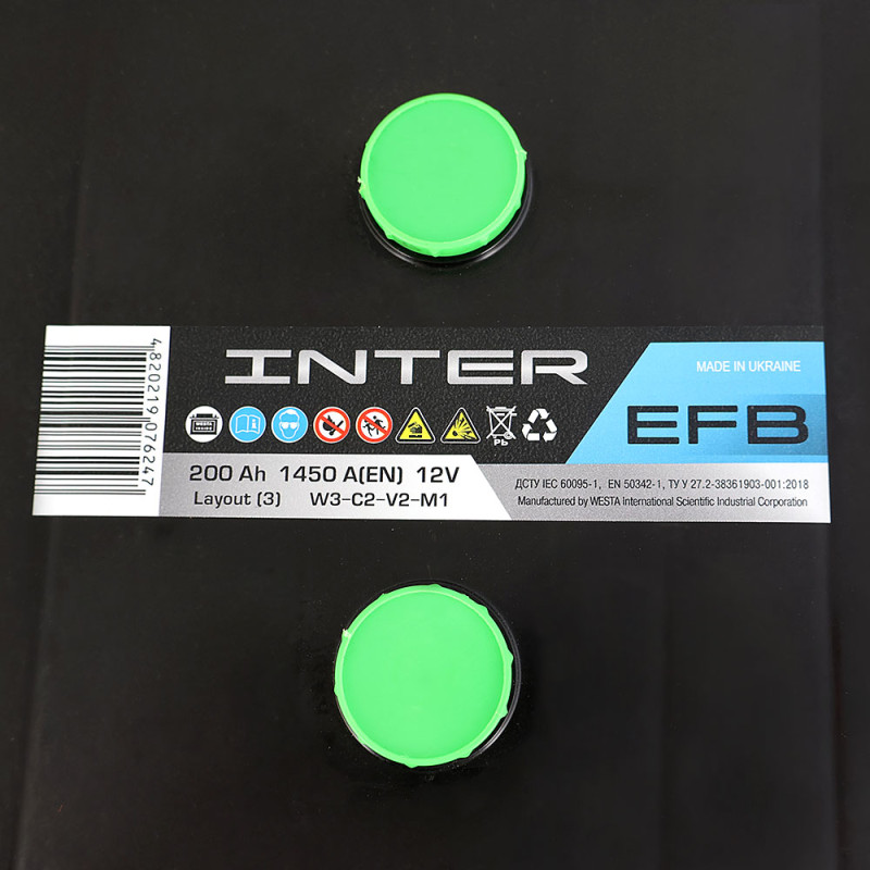 Автомобільний акумулятор INTER EFB Premium 200Ah 1450A L+ (D5)