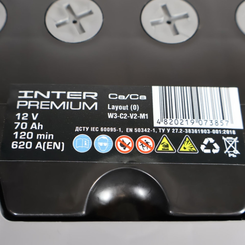 Автомобільний акумулятор INTER Premium Asia 70Ah 620A R+ (D26)