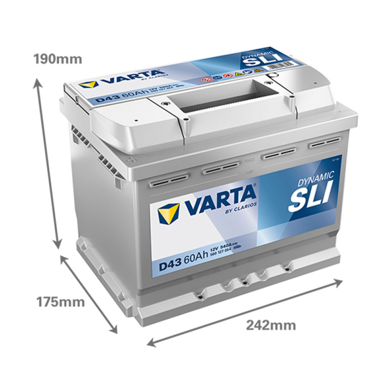 Автомобільний акумулятор VARTA Blue Dynamic (D43) 60Ah 540A L+ (L2X)