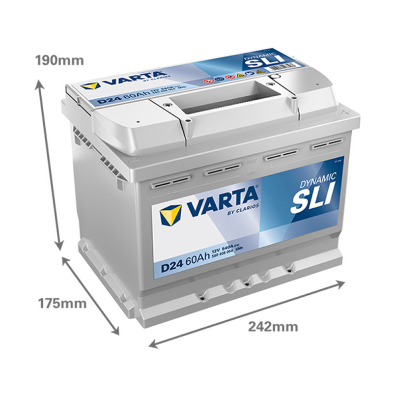 Автомобільний акумулятор VARTA Blue Dynamic (D24) 60Ah 540A R+ (L2)