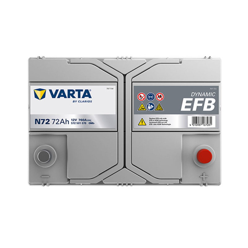 Автомобільний акумулятор VARTA Blue Dynamic EFB Asia (N72) 72Ah 760A R+ (D26 н .к.)