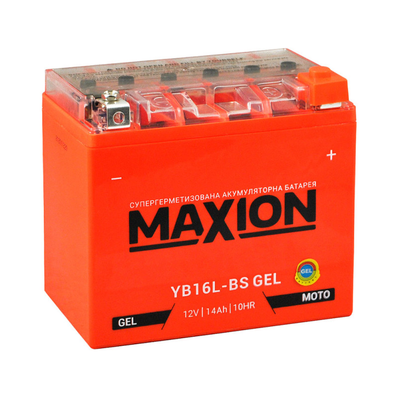 Мото акумулятор MAXION MXBM-YB16L-BS GEL (12V, 14Ah, 240A, -/+)
