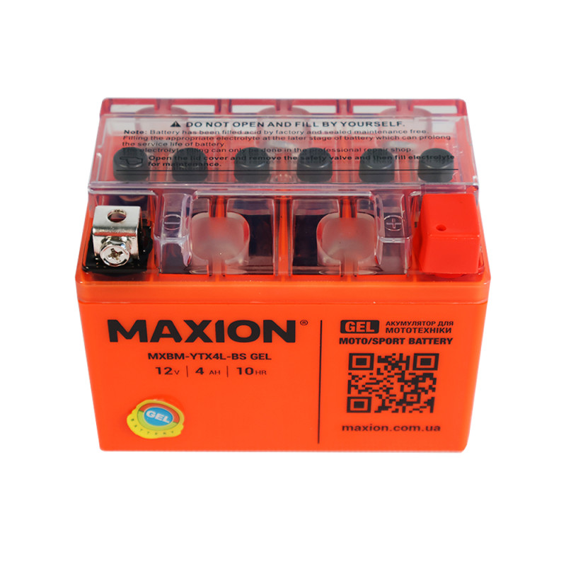 Мото акумулятор MAXION MXBM-YTX4L-BS GEL (12V, 4Ah, 45A, -/+)