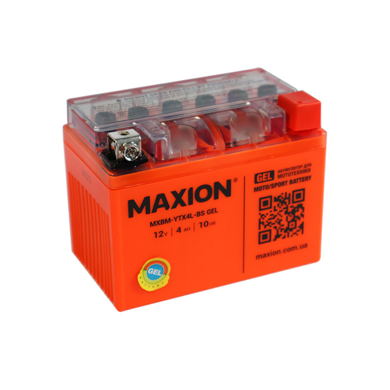 Мото акумулятор MAXION MXBM-YTX4L-BS GEL (12V, 4Ah, 45A, -/+)