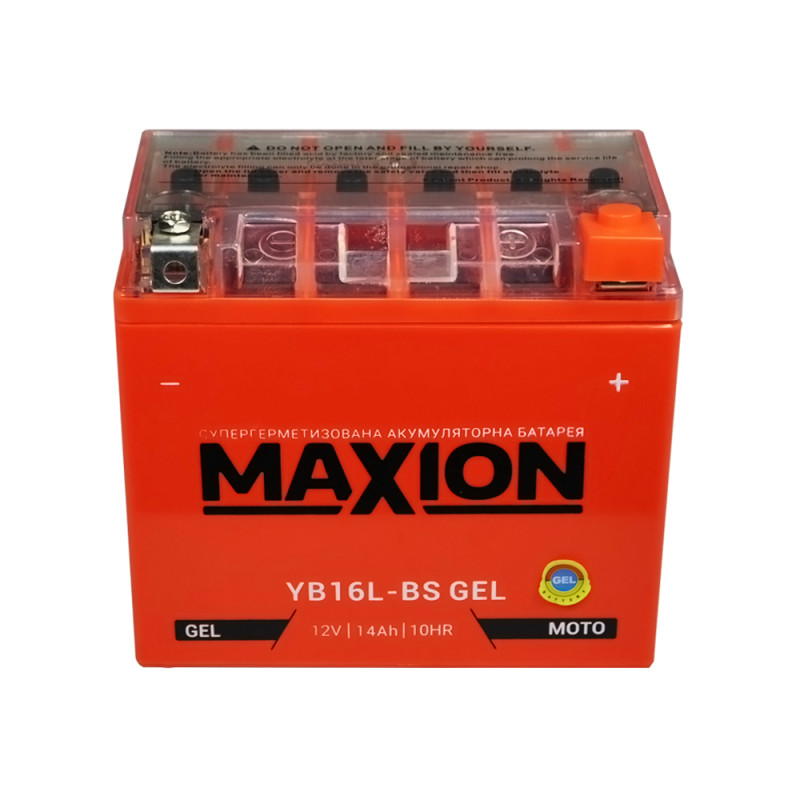 Мото акумулятор MAXION MXBM-YB16L-BS GEL (12V, 14Ah, 240A, -/+)