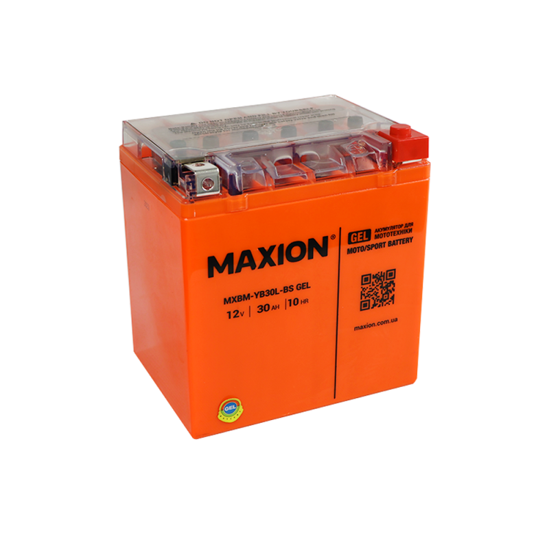 Мото акумулятор MAXION MXBM-YB30L-BS GEL (12V, 28Ah, 200A, -/+)