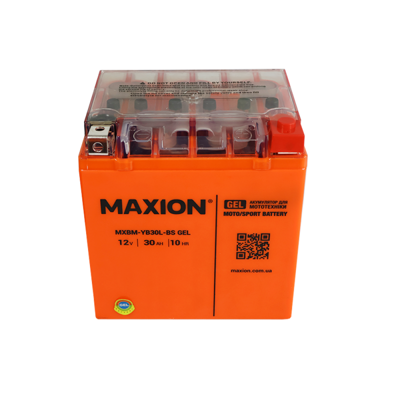 Мото акумулятор MAXION MXBM-YB30L-BS GEL (12V, 28Ah, 200A, -/+)