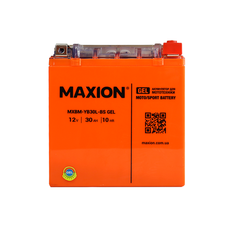 Мото акумулятор MAXION MXBM-YB30L-BS GEL (12V, 28Ah, 200A, -/+)