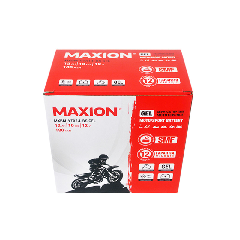 Мото акумулятор MAXION MXBM-YTX14-BS GEL (12V, 14Ah, 185A, +/-)