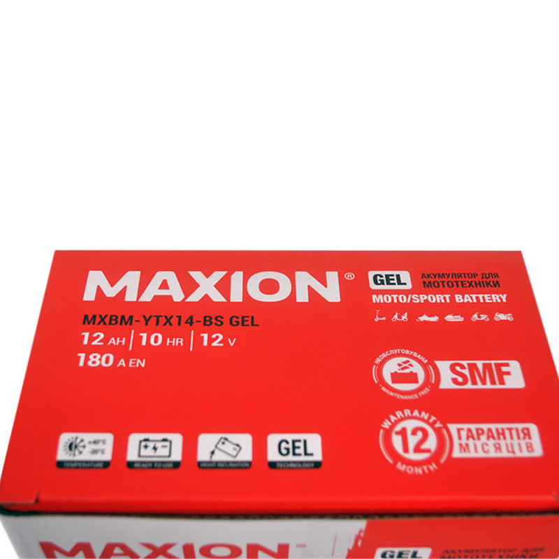 Мото акумулятор MAXION MXBM-YTX14-BS GEL (12V, 14Ah, 185A, +/-)