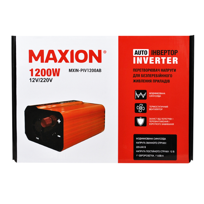Інвертор MAXION 1200W модифікована синусоїда