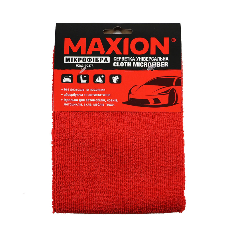 Серветка з мікрофібри MAXION MXAC-PC37R Розмір: 37 * 37cm червона