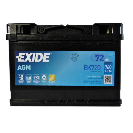 Автомобільний акумулятор EXIDE Start-Stop AGM (EK720) 72Аh 760A R+ (L3)