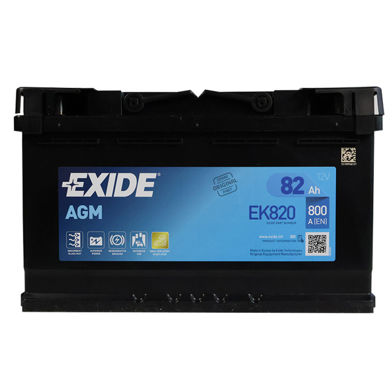 Автомобільний акумулятор EXIDE Start-Stop AGM (EK820) 82Аh 800A R+ (L4)