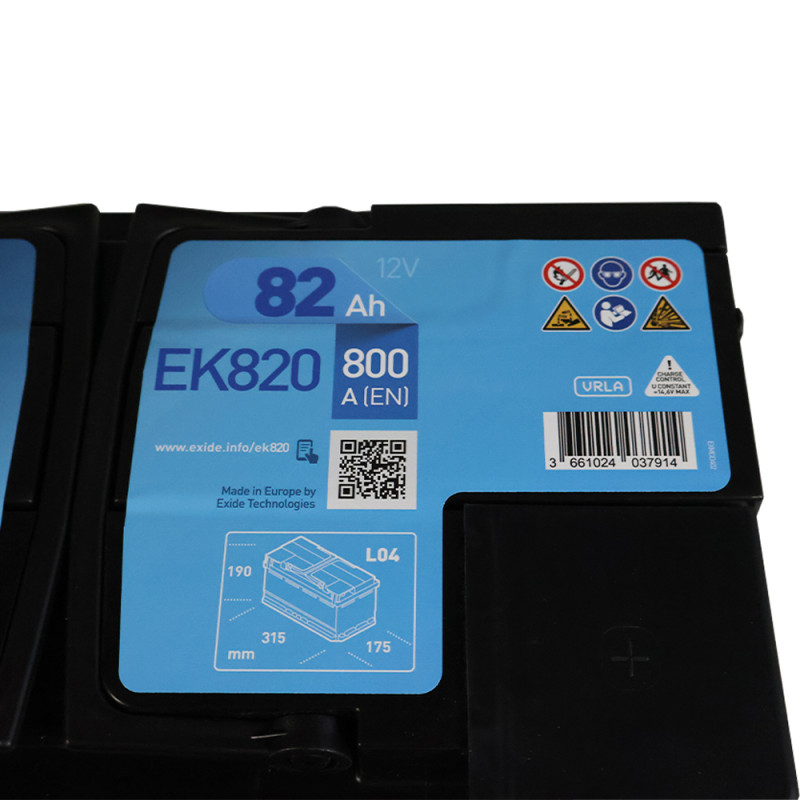 Автомобільний акумулятор EXIDE Start-Stop AGM (EK820) 82Аh 800A R+ (L4)
