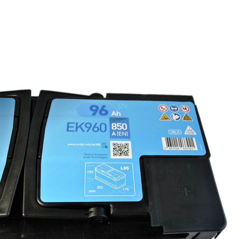 Автомобільний акумулятор EXIDE Start-Stop AGM (EK960) 96Аh 850A R+ (L5)