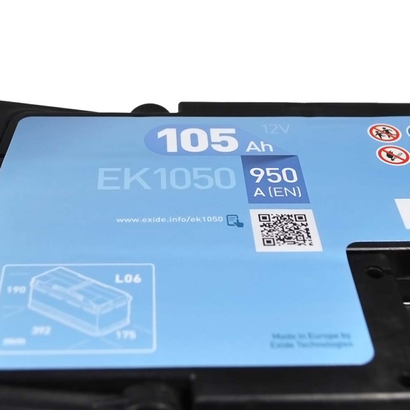 Автомобільний акумулятор EXIDE Start-Stop AGM (EK1050) 105Аh 950A R+ (L6)