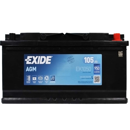 Автомобільний акумулятор EXIDE Start-Stop AGM (EK1050) 105Аh 950A R+ (L6)