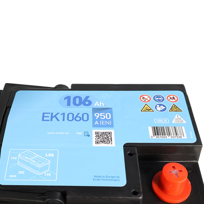 Автомобільний акумулятор EXIDE Start-Stop AGM (EK1060) 106Аh 950A R+ (L6)