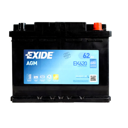 Автомобільний акумулятор EXIDE Start-Stop AGM (EK620) 62Аh 680A R+ (L2)