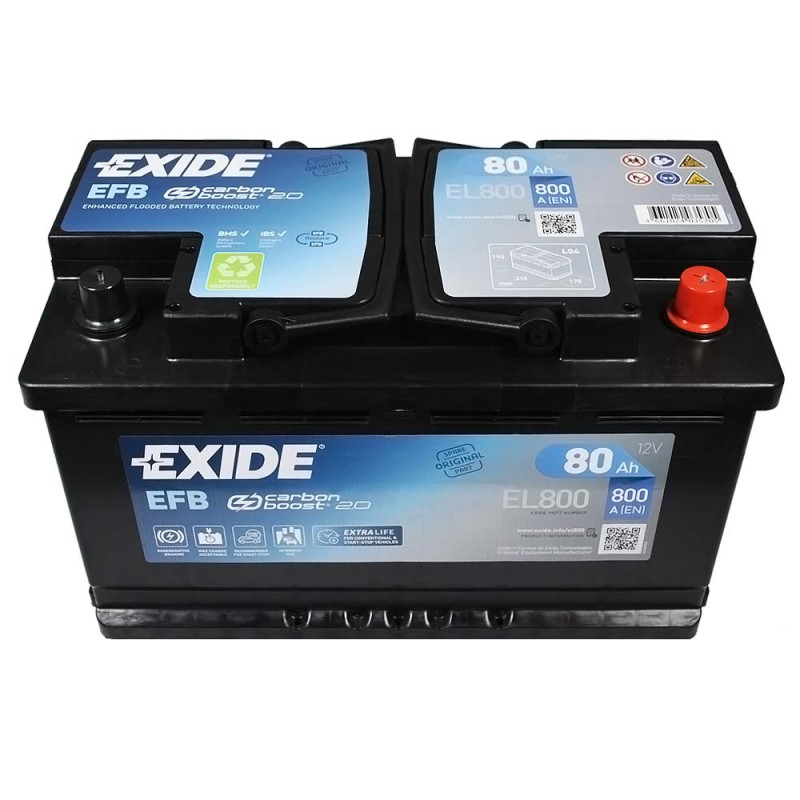 Автомобільний акумулятор EXIDE Start-Stop EFB (EL800) 80Аh 800A R+ (L4)
