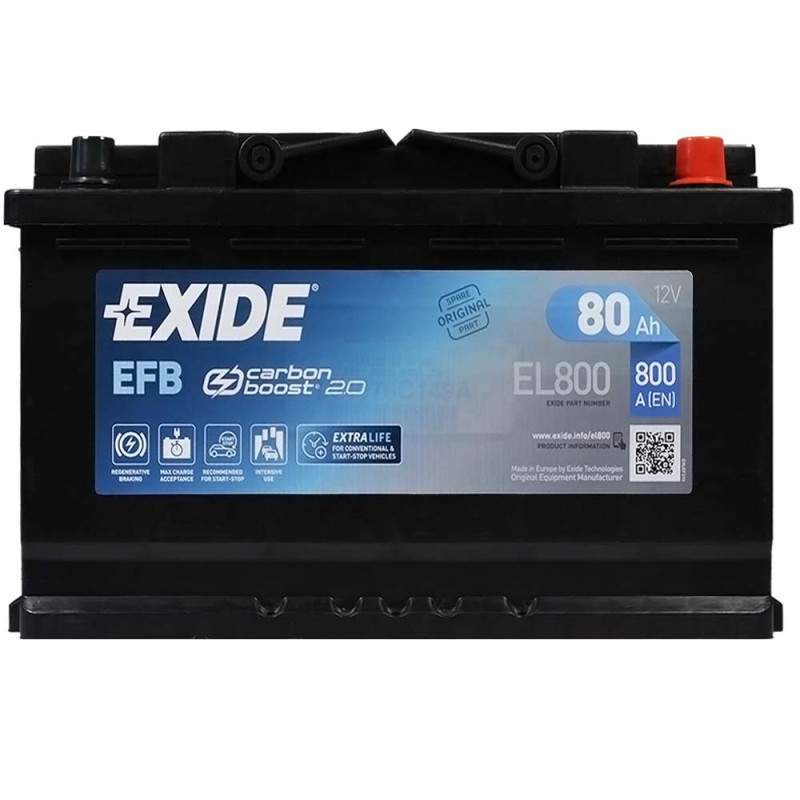 Автомобільний акумулятор EXIDE Start-Stop EFB (EL800) 80Аh 800A R+ (L4)