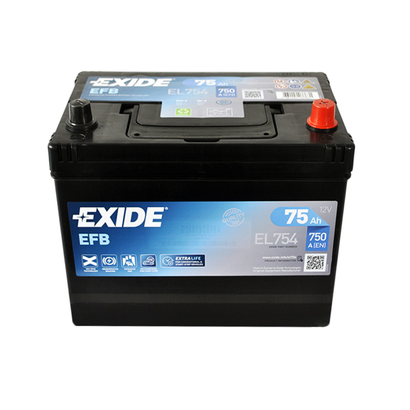 Автомобільний акумулятор EXIDE Start-Stop EFB Asia (EL754) 75Аh 750A R+ (D26)