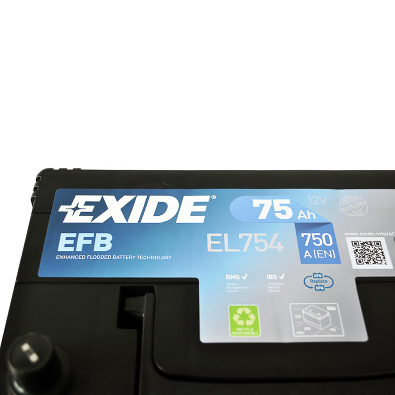 Автомобільний акумулятор EXIDE Start-Stop EFB Asia (EL754) 75Аh 750A R+ (D26)