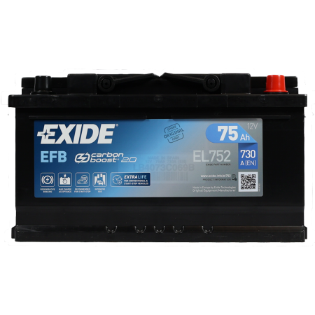 Автомобільний акумулятор EXIDE Start-Stop EFB (EL752) 75Аh 730A R+ h=175