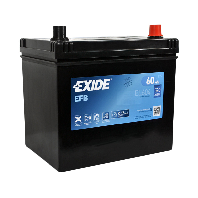 Автомобільний акумулятор EXIDE Start-Stop EFB Asia (EL604) 60Ah 520A R+ (D23)