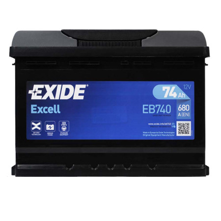 Автомобільний акумулятор EXIDE Excell (EB740) 74Аh 680Ah R+