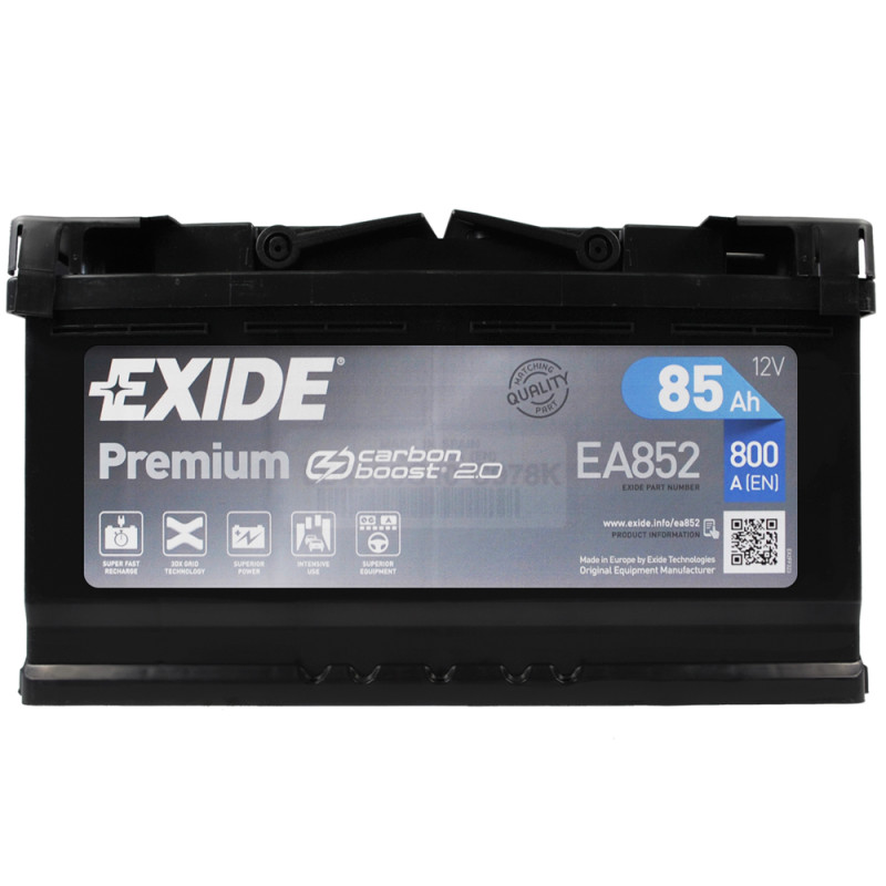 Автомобільний акумулятор EXIDE Premium (EA852) 85Аh 800Ah R+ h=175