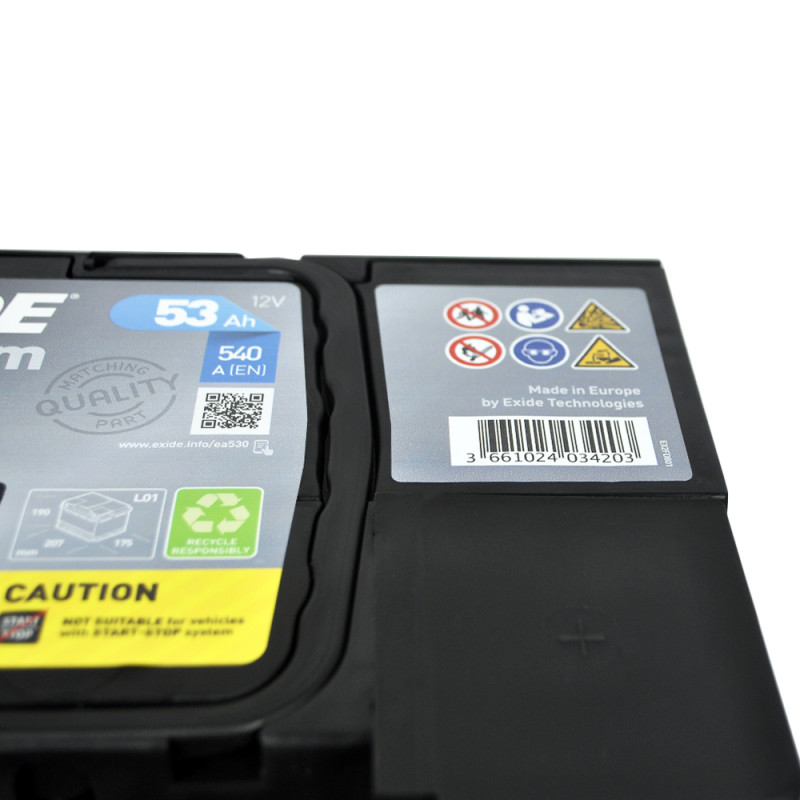 Автомобільний акумулятор EXIDE Premium (EA530) 53Аh 540A R+