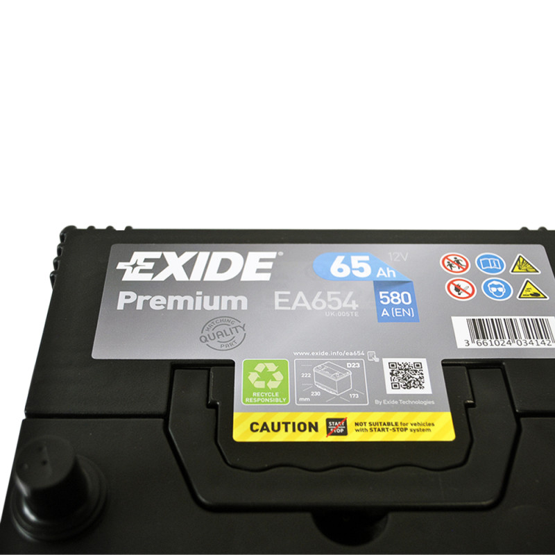 Автомобільний акумулятор EXIDE Premium Asia (EA654) 65Аh 580Ah R+ (D23)