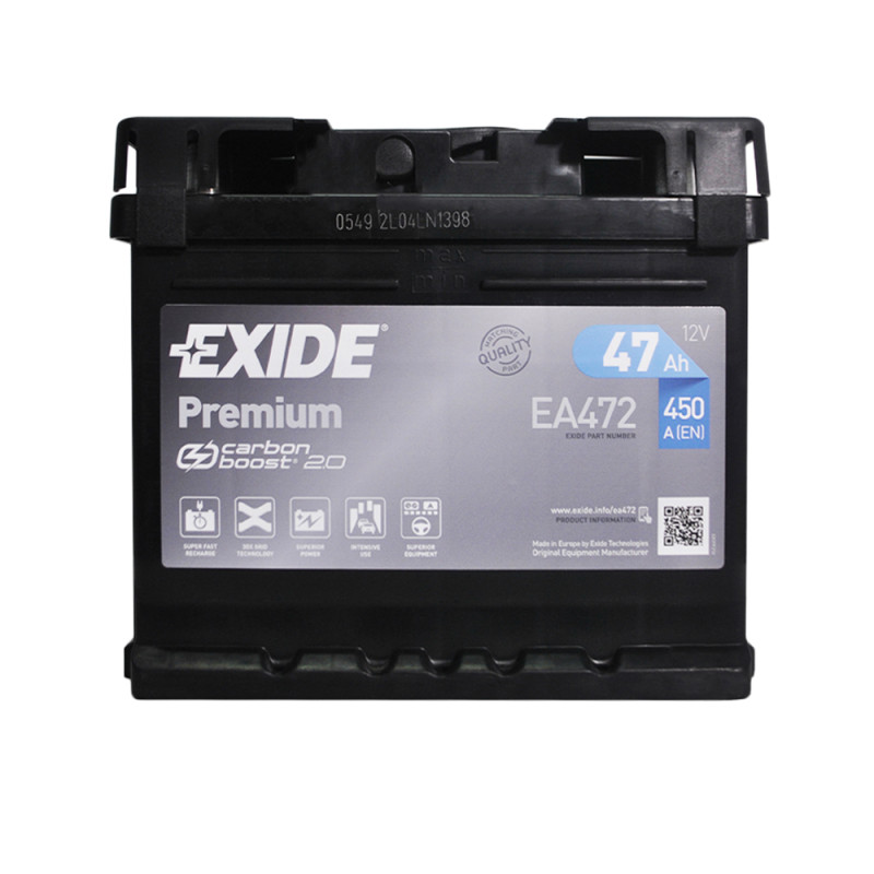 Автомобільний акумулятор EXIDE Premium (EA472) 47Аh 450A R+ h=175 (LB1)