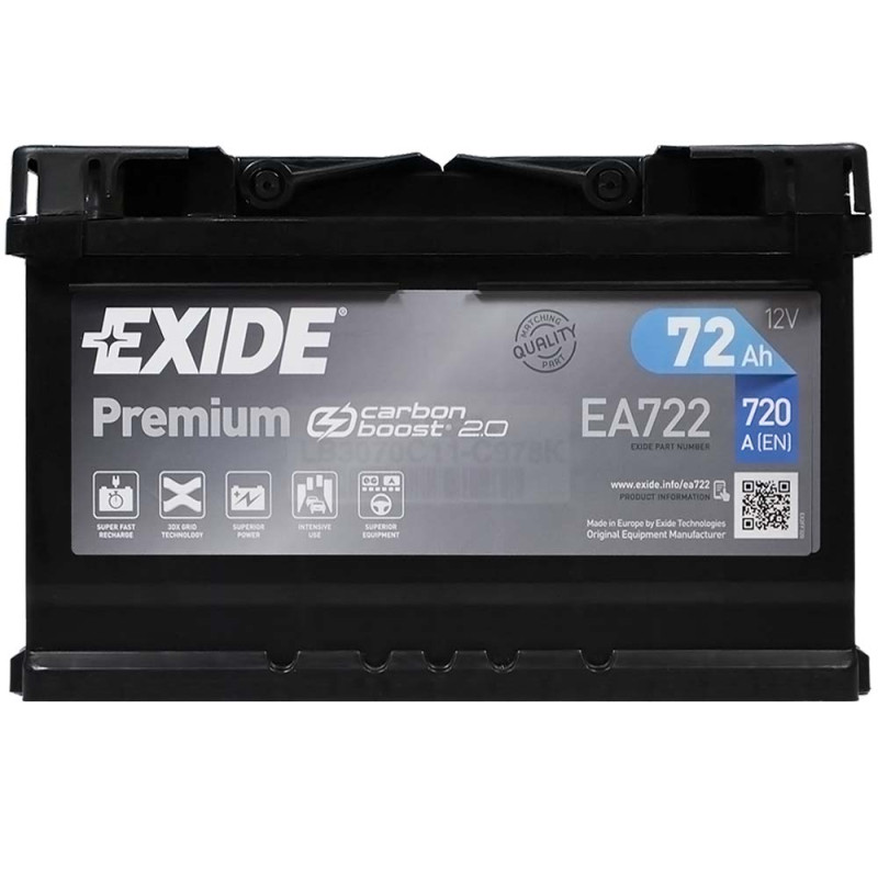 Автомобільний акумулятор EXIDE Premium (EA722) 72Аh 720Ah R+ (LB3)