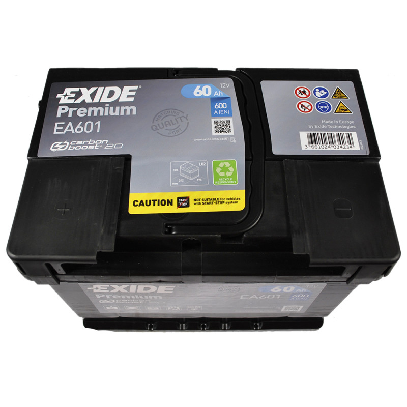 Автомобільний акумулятор EXIDE Premium (EA601) 60А 600Ah L+