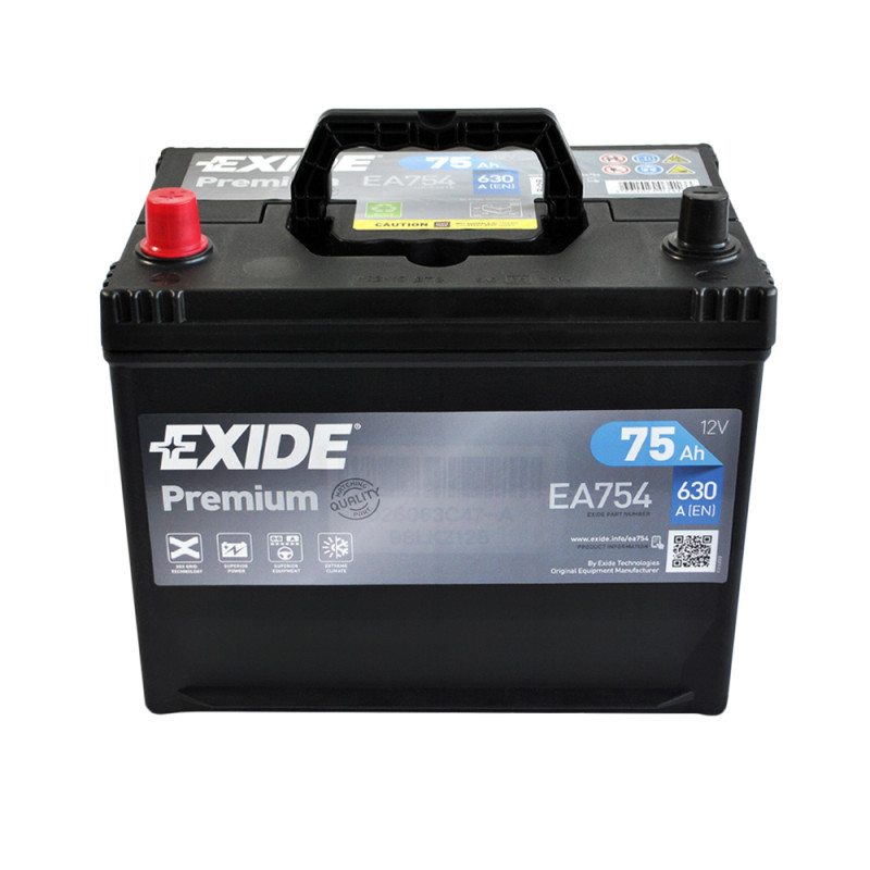 Автомобільний акумулятор EXIDE Premium Asia (EA754) 75Аh 630Ah R+ (D26)