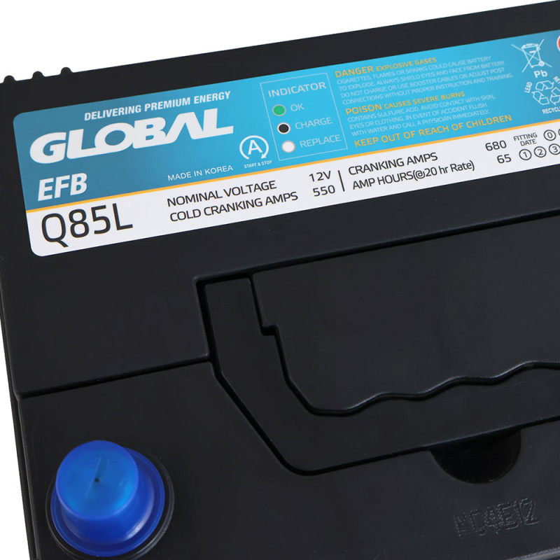 Автомобільний акумулятор GLOBAL Asia EFB 65Ah, 550A, R+ (EFB Q85L) (Q85)