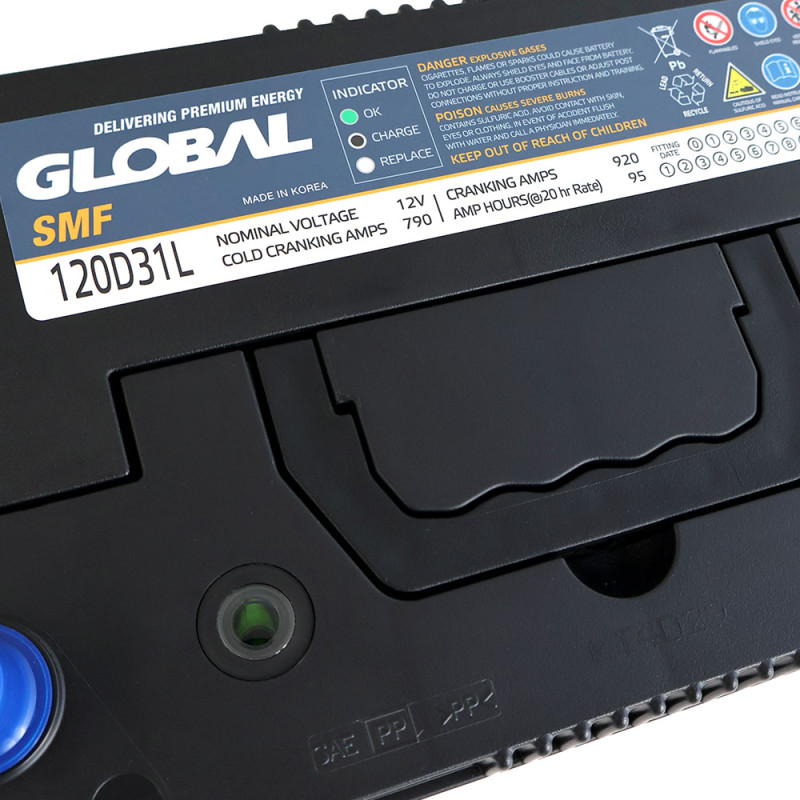 Автомобільний акумулятор GLOBAL Asia SMF 95Ah, 790A, R+ (SMF 120D31L) (D31), н.к.