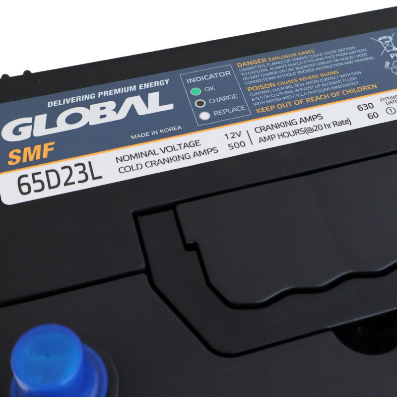 Автомобільний акумулятор GLOBAL Asia SMF 60Ah, 500A, R+ (SMF 65D23L) (D23), н.к.