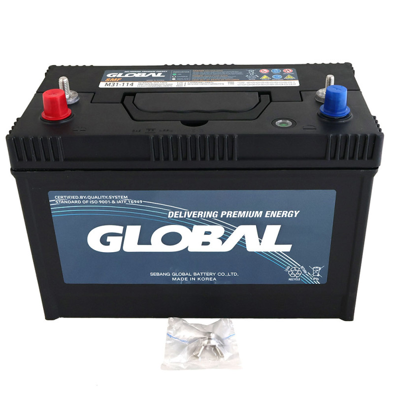 Автомобільний акумулятор GLOBAL Asia SMF 100Ah, 860A, L+ (SMF M31-114) (M31) подвійна клема (John Deere)