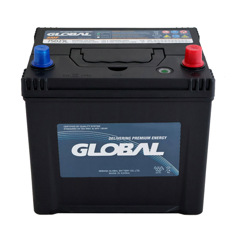 Автомобільний акумулятор GLOBAL Asia SMF 65Ah, 580A, R+ (SMF 75D23L) (D23), н.к.