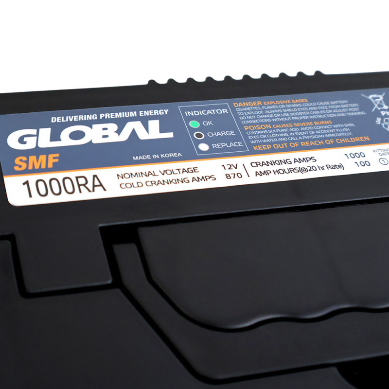 Автомобільний акумулятор GLOBAL Asia SMF 100Ah, 870A, L+ (SMF 1000RA) (Heavy-Duty)