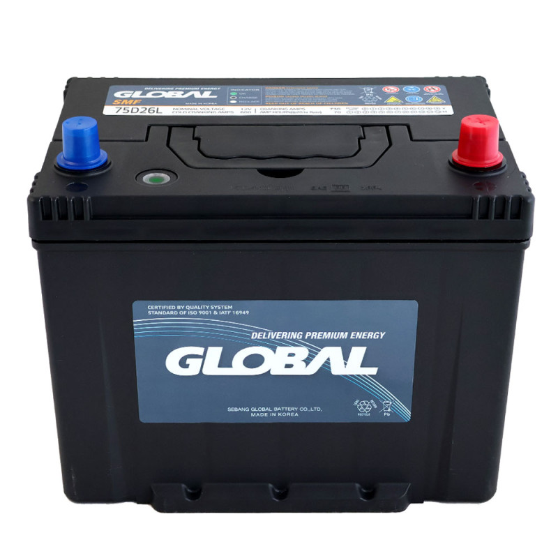 Автомобільний акумулятор GLOBAL Asia SMF 70Ah, 600A, R+ (SMF 75D26L) (D26), н.к.
