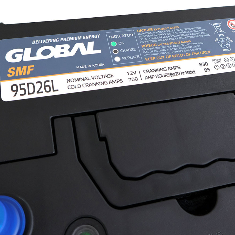 Автомобільний акумулятор GLOBAL Asia SMF 85Ah, 700A, R+ (SMF 95D26L) (D26), н.к.