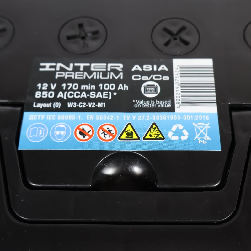 Автомобільний акумулятор INTER Premium Asia 100Ah 850A R+ EFB (D31)