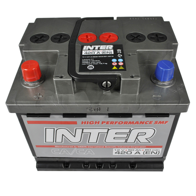 Автомобільний акумулятор INTER high performance  50Ah 420A L+ (L1B)